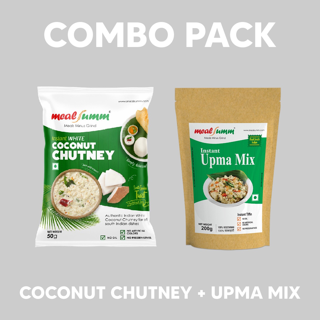 Instant Upma Mix with Coconut Chutney (Set of 2)